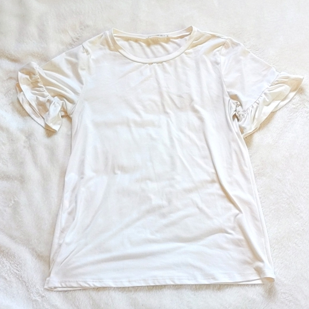 Doublju White Ruffle Top